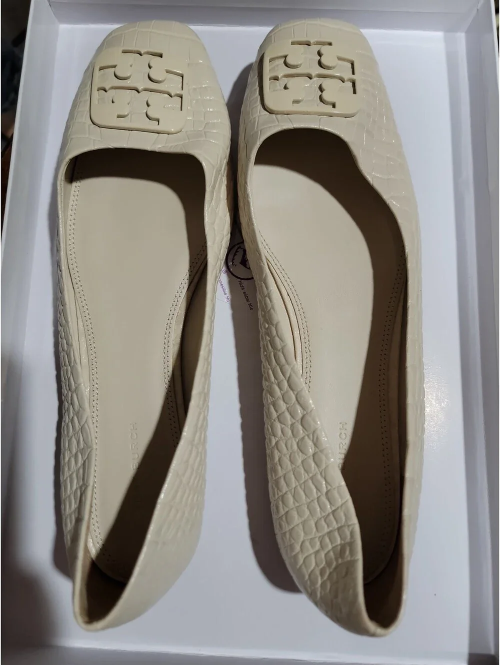 Tory Burch Womens Georgia Ballet Croc Embossed 11 M Square Toe Core Flats NEW